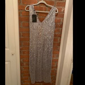 Vero Moda silver sequin midi dress